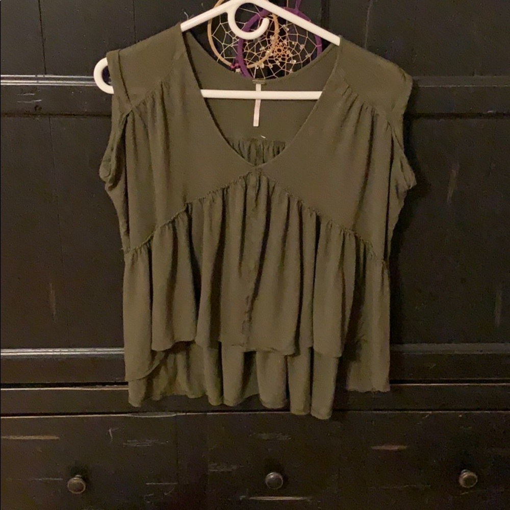 Free People Olive Green Top